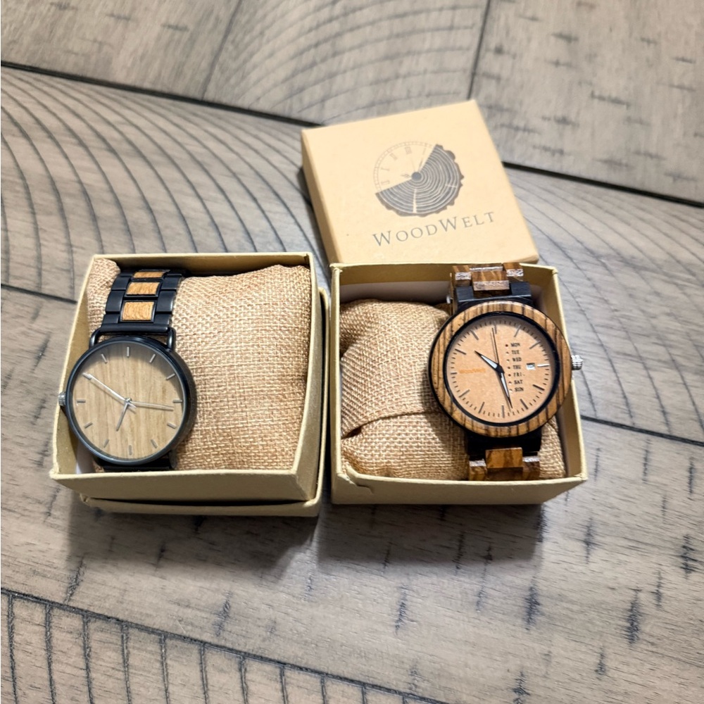 Men's Black and Brown Wooden Watches